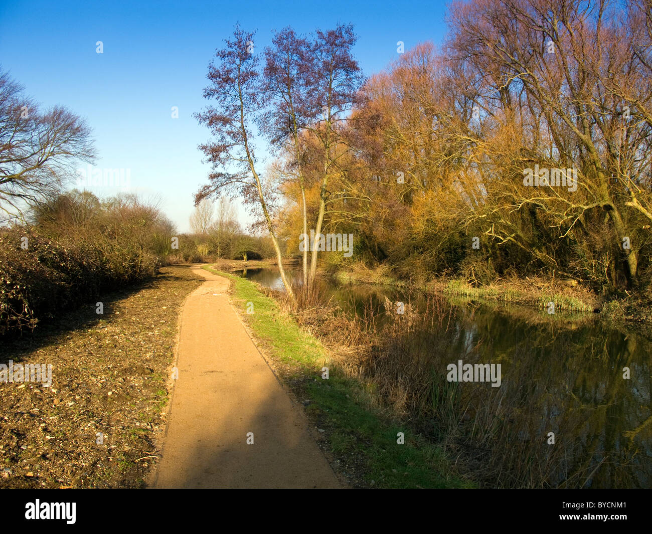 La nueva ruta del río bordeando el Río Stort en Harlow, Essex Foto de stock