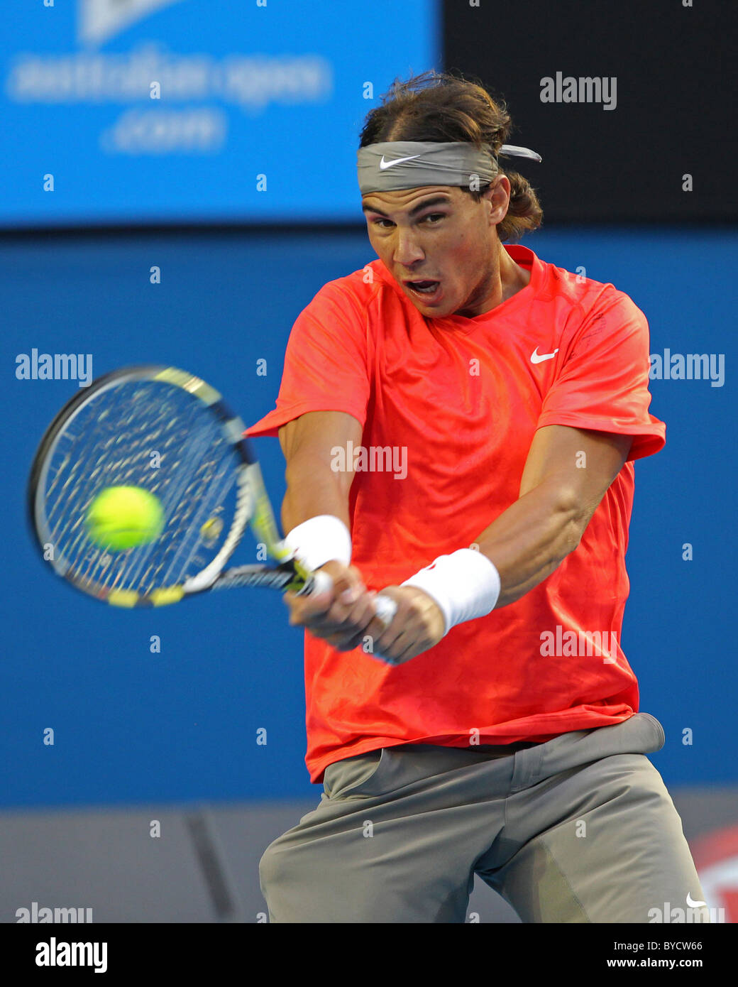 El Abierto de Australia de tenis 2011. Melbourne. Miércoles 26.1.2011. Rafael Nadal (ESP) . Foto de stock