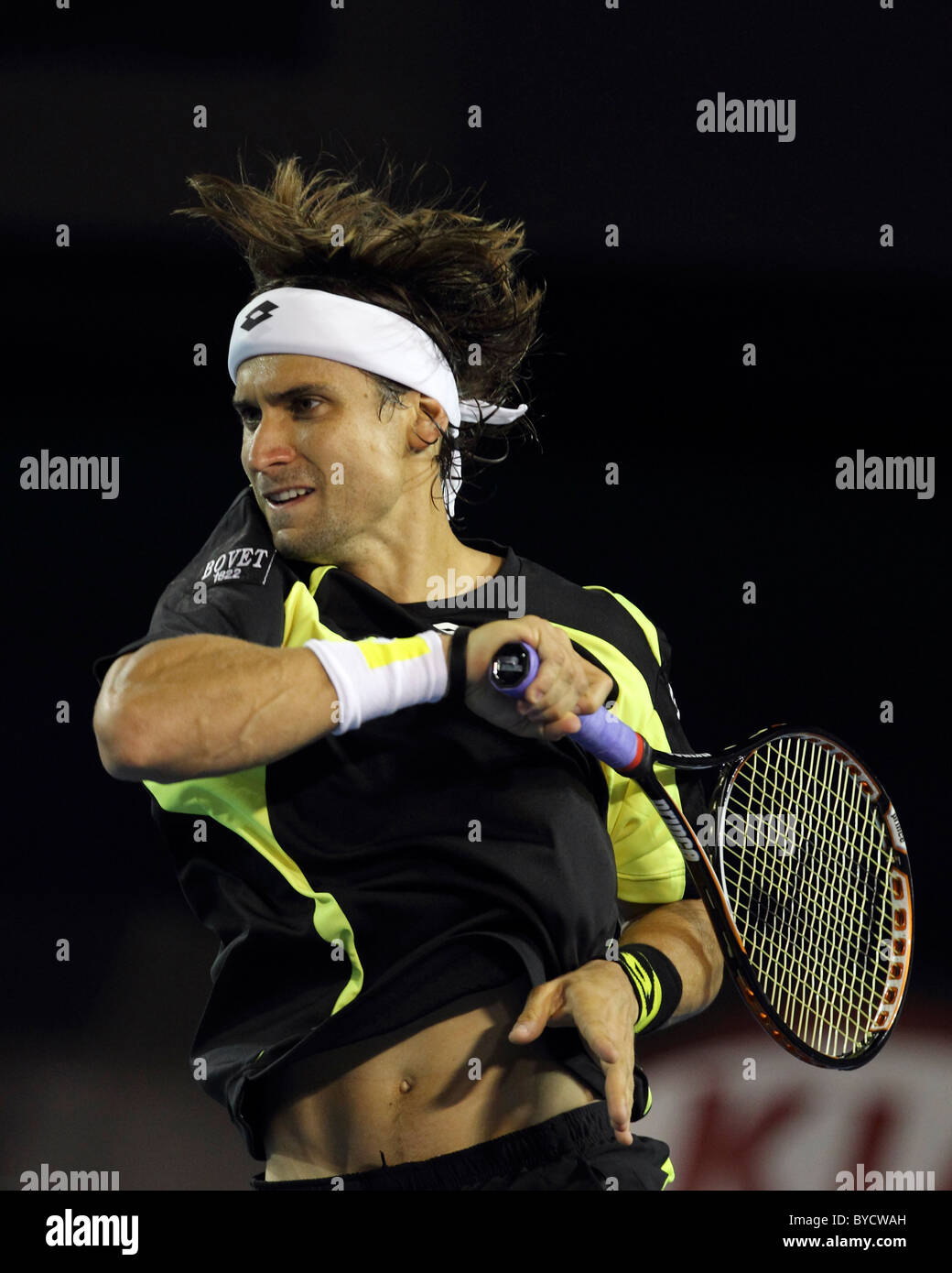 El Abierto de Australia de tenis 2011. Melbourne. Miércoles 26.1.2011. David Ferrer (ESP) Foto de stock