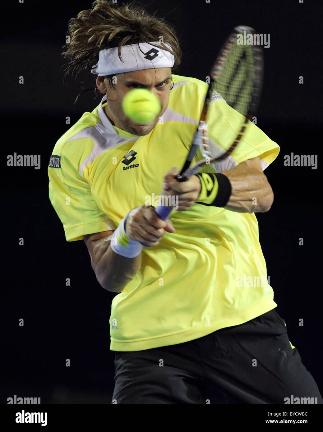 El Abierto de Australia de tenis 2011. Melbourne. Miércoles 26.1.2011. David Ferrer (ESP) Foto de stock