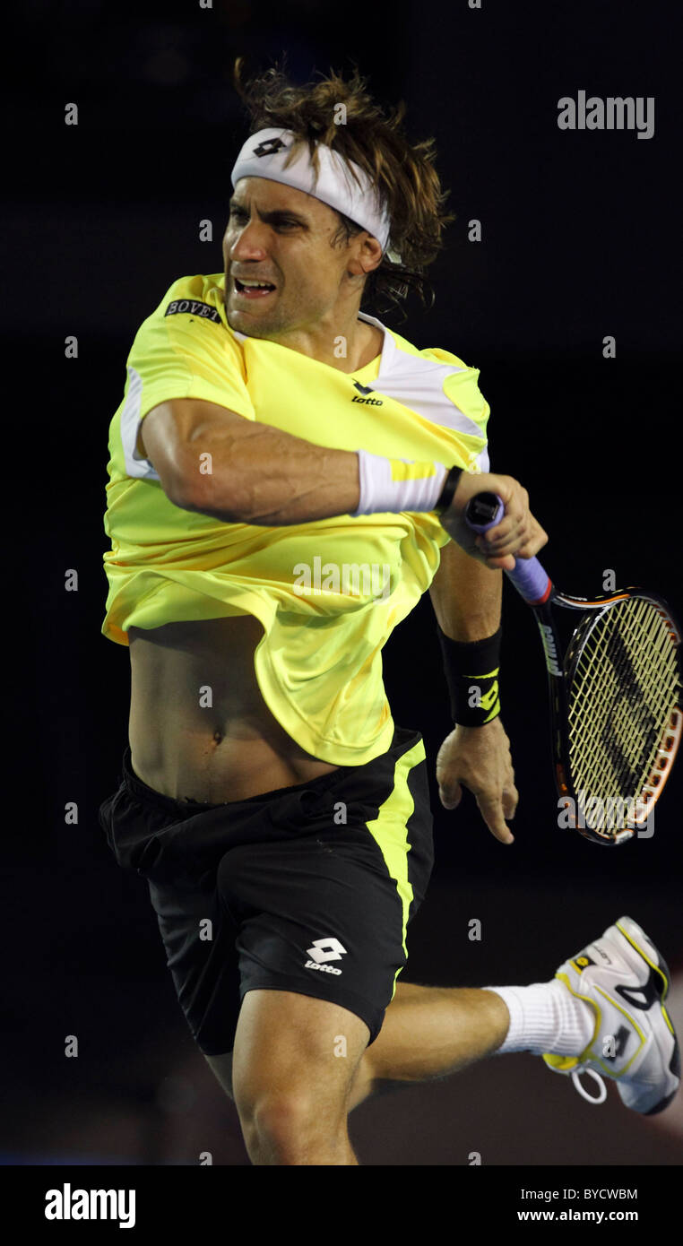 El Abierto de Australia de tenis 2011. Melbourne. Miércoles 26.1.2011. David Ferrer (ESP) Foto de stock