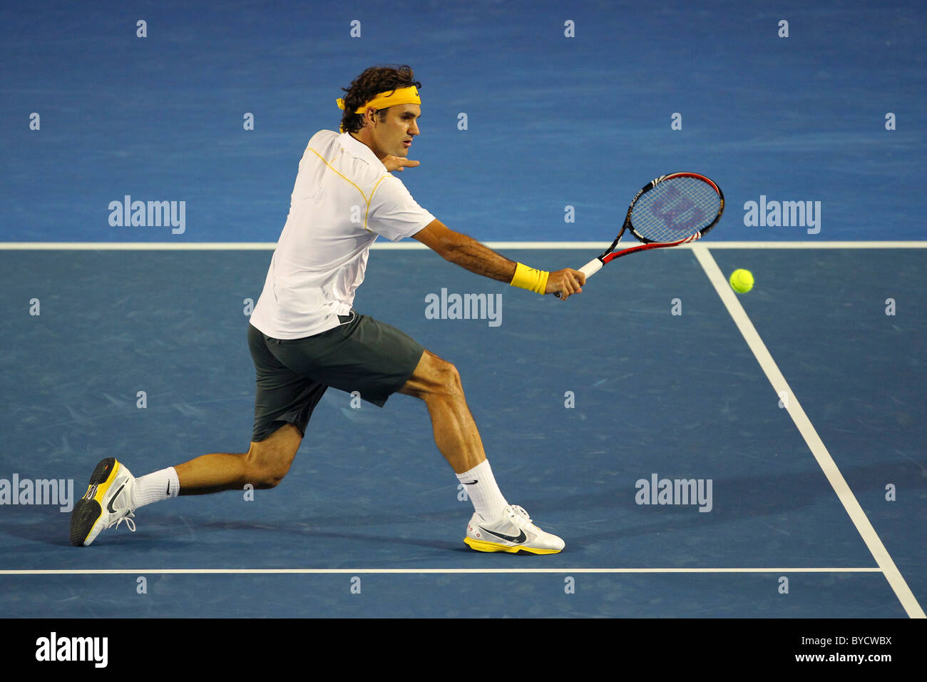 El Abierto de Australia de tenis 2011. Melbourne. Jueves 27.1.2011. Roger Federer (SUI) . Foto de stock