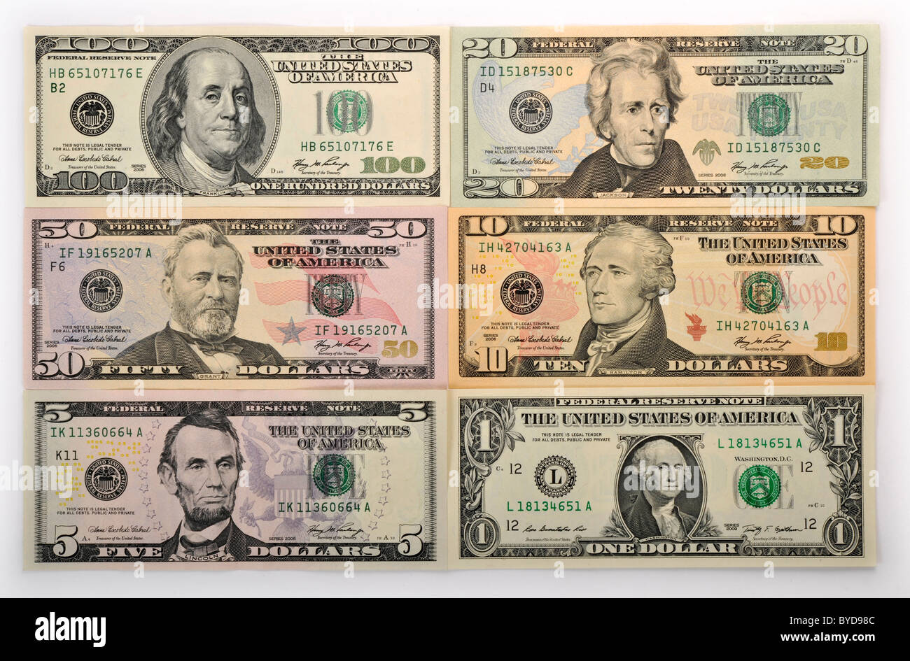 Dólar de EE.UU. los billetes, billetes de dólar Foto de stock