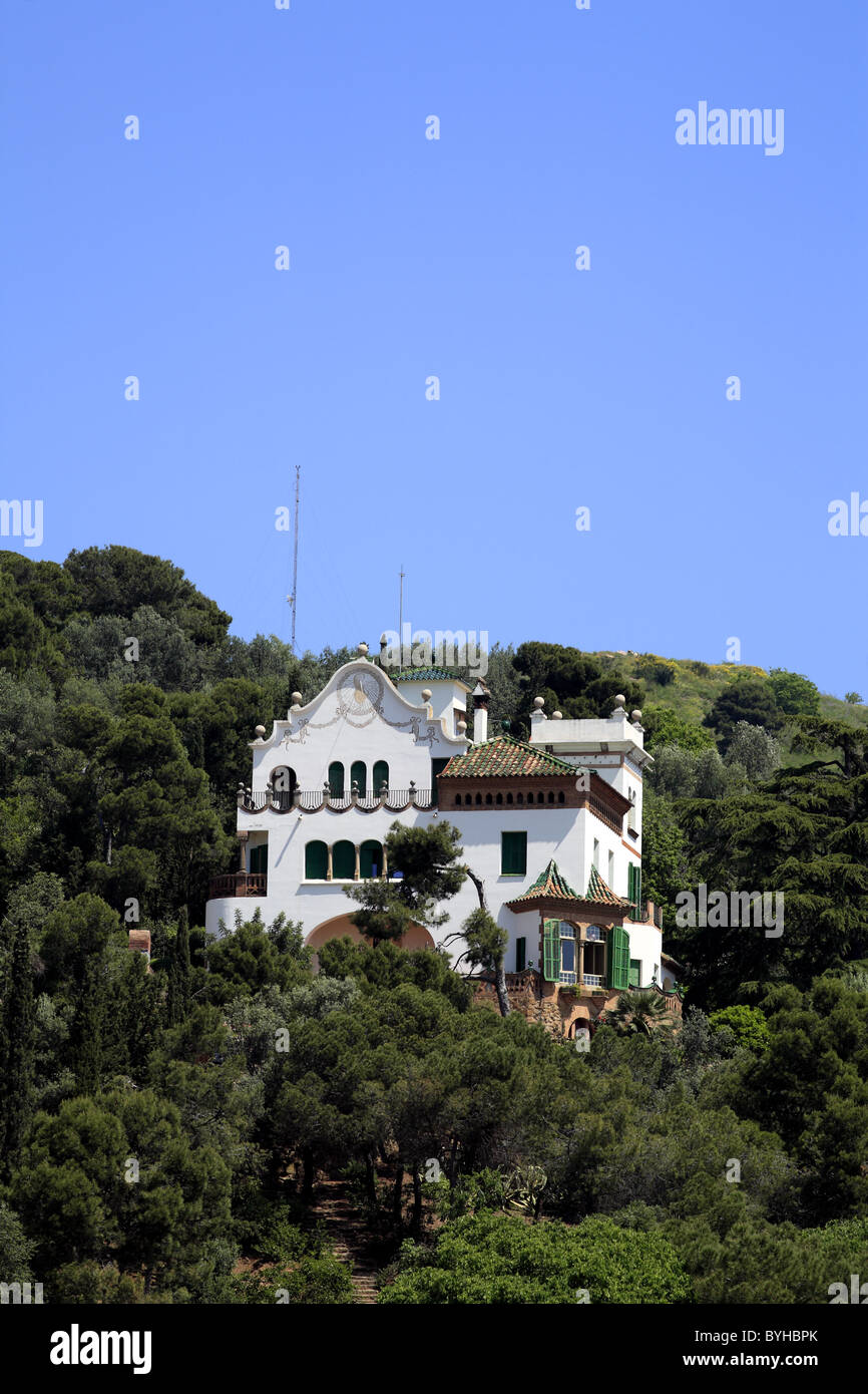 El parque Guell de Gaudí en Barcelona, Cataluña, España Foto de stock