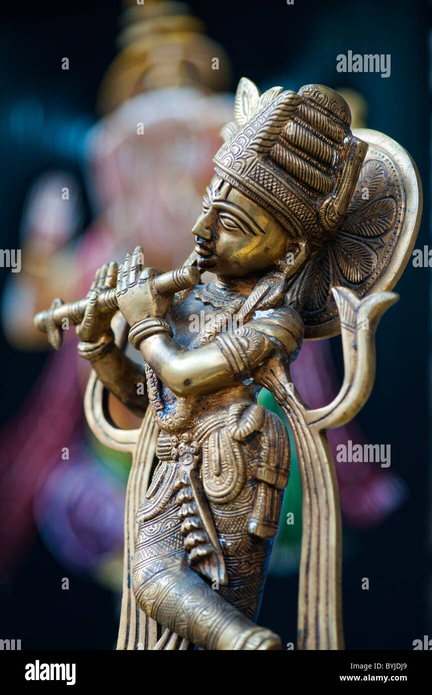 Estatua de Krishna. Adoraban deidad india hindú. En Andhra Pradesh, India Foto de stock