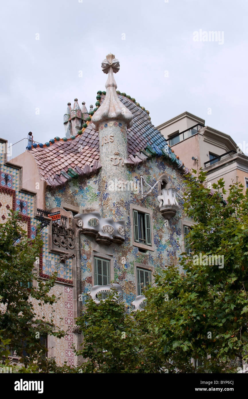 Casa Batlló, diseñado por Antoni Gaudí Barcelona España Foto de stock