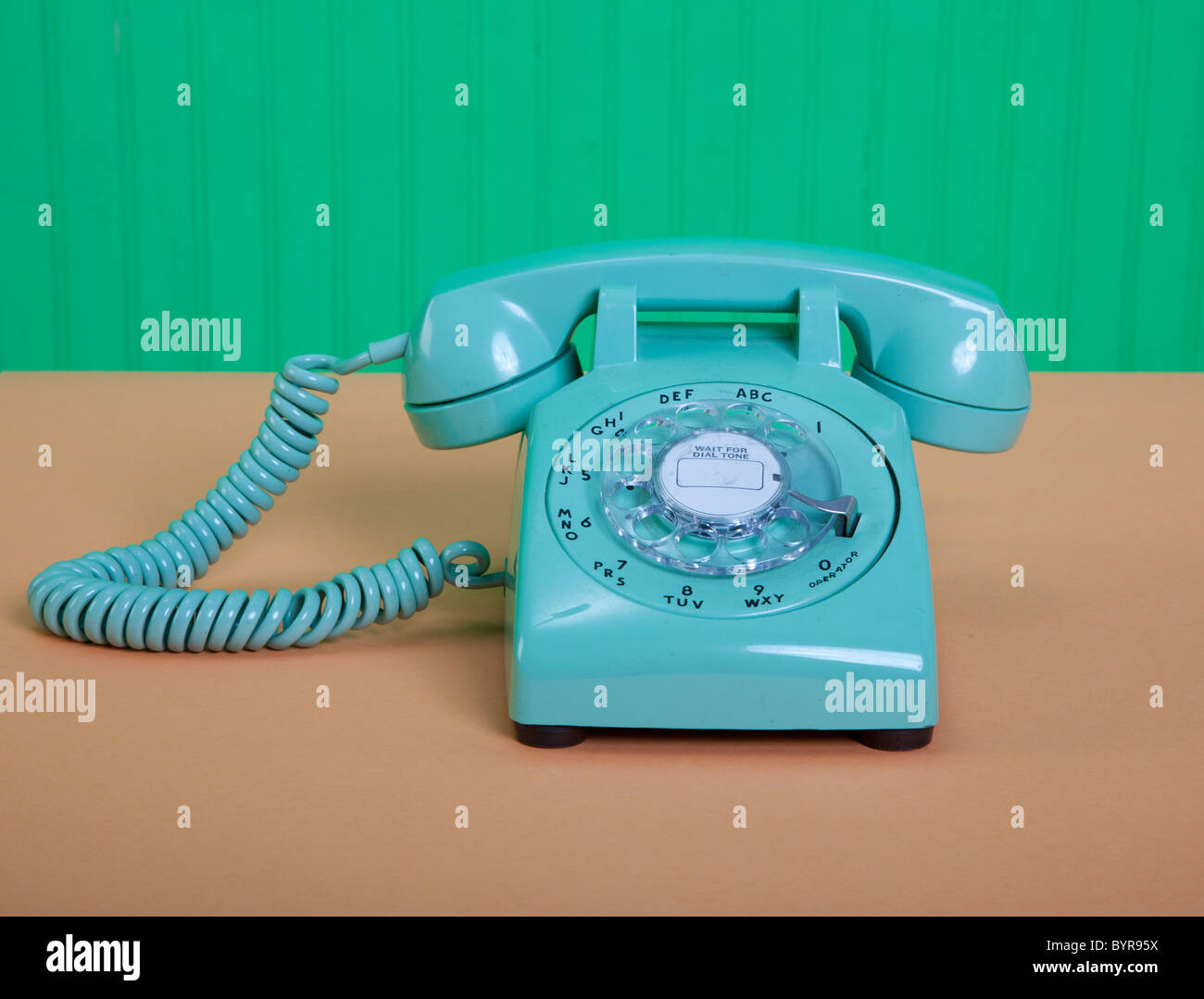 American vintage teléfono verde Foto de stock