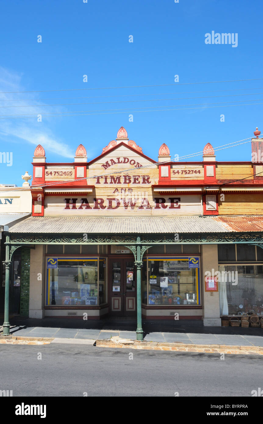 Edificios antiguos en la ciudad de goldrush Maldon en Victoria, Australia Foto de stock