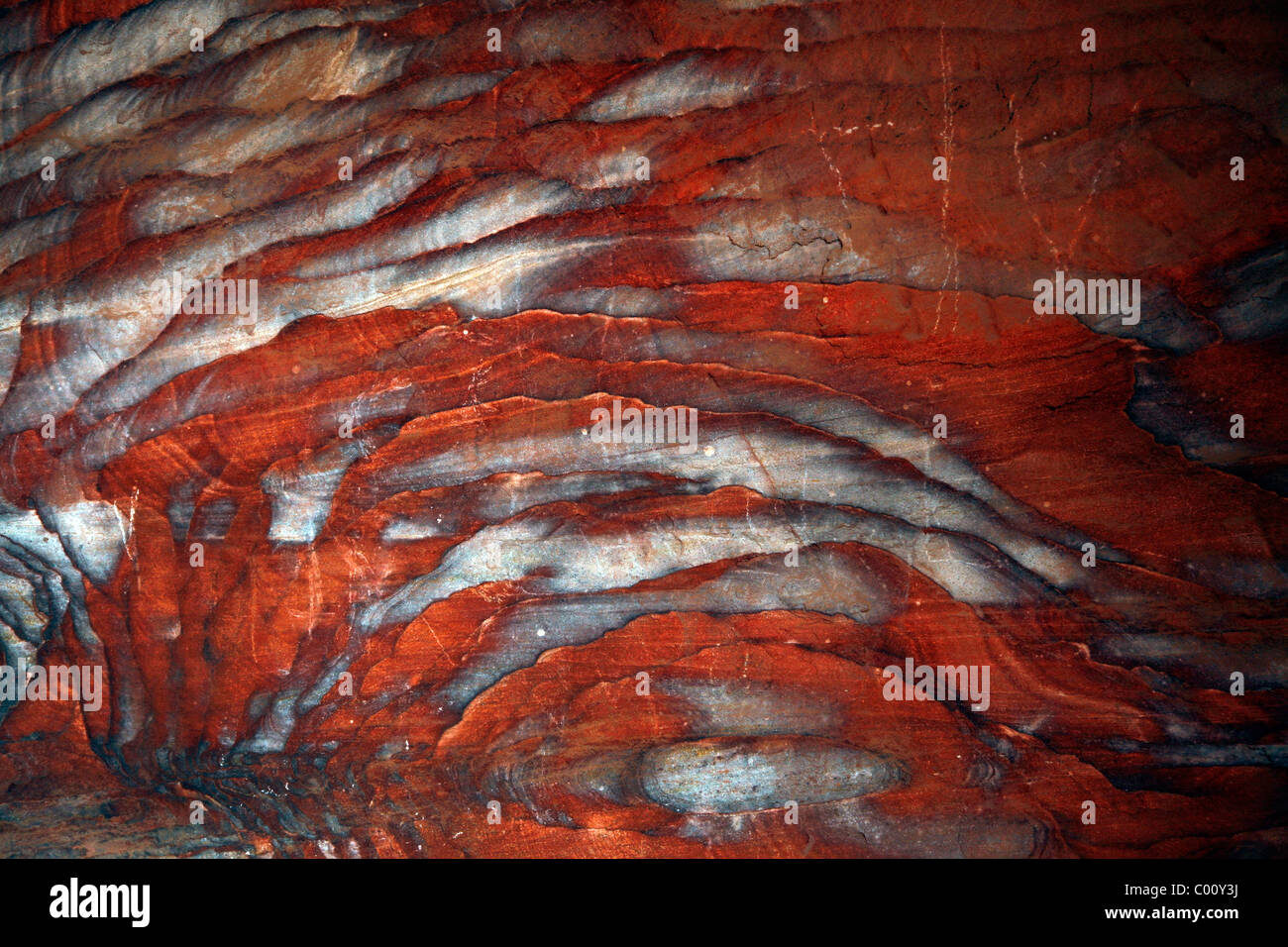 Detalle de un colorido arenisca, Petra, Jordania. Foto de stock