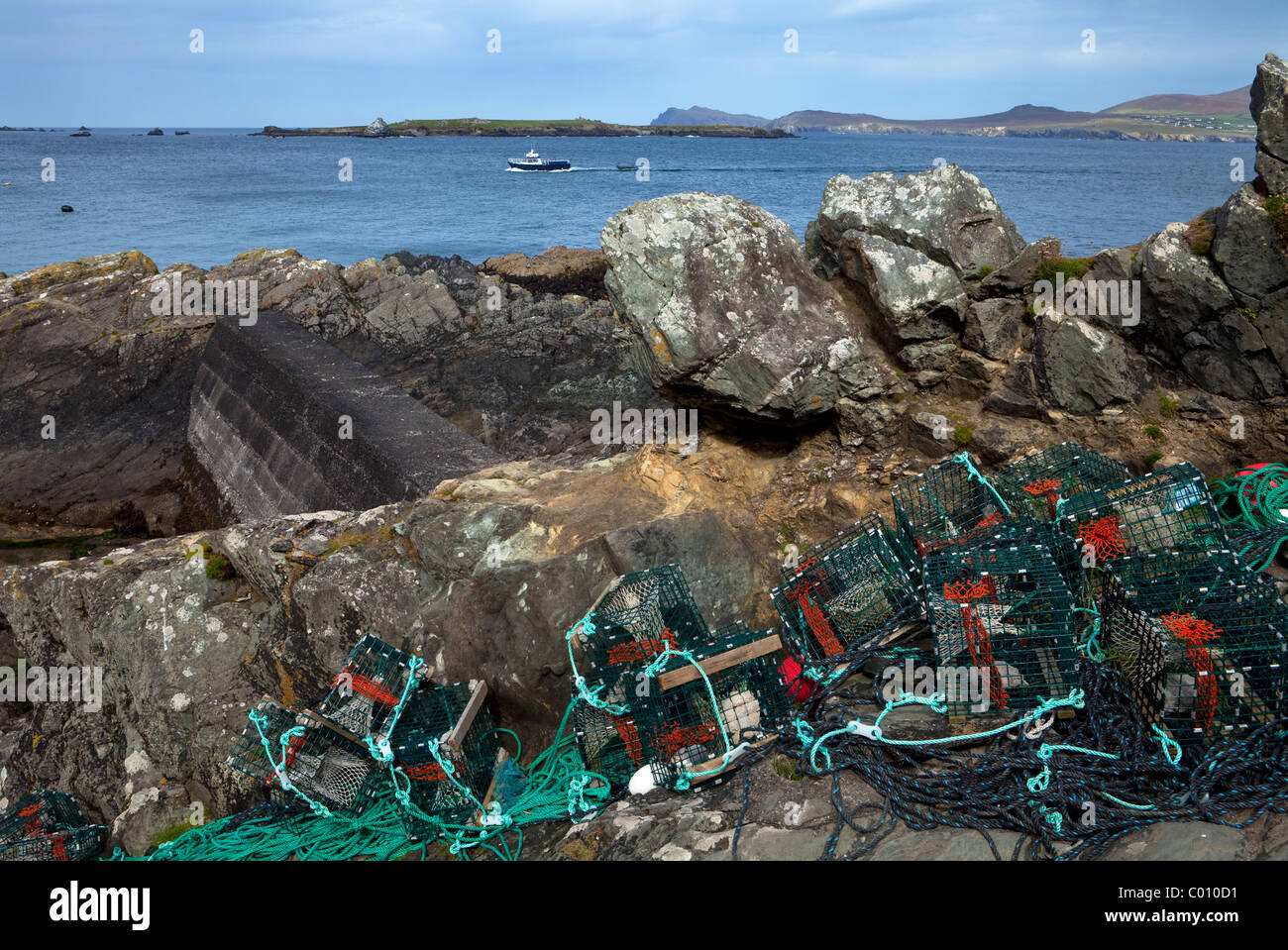 Ollas de langosta en gran Blasket Island, Las Islas Blasket, Off Slea Head en la península Dingle, Condado de Kerry, Irlanda Foto de stock