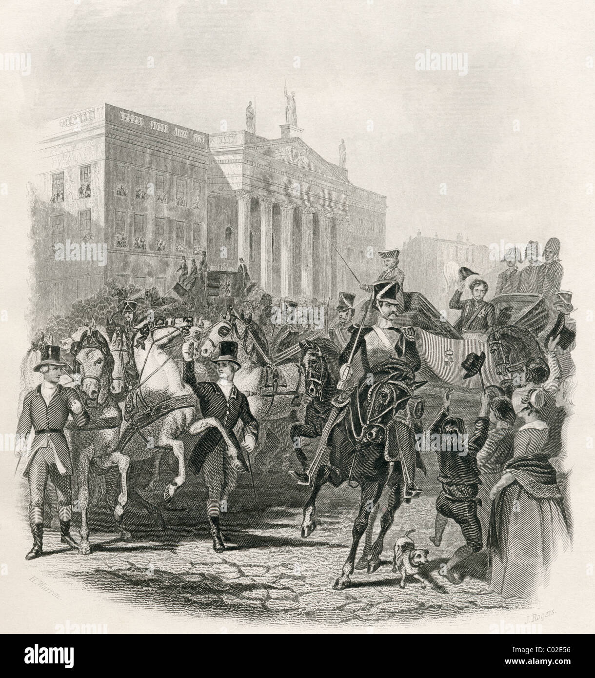 Jorge IV la visita de estado a Irlanda, el 12 de agosto de 1821. Foto de stock