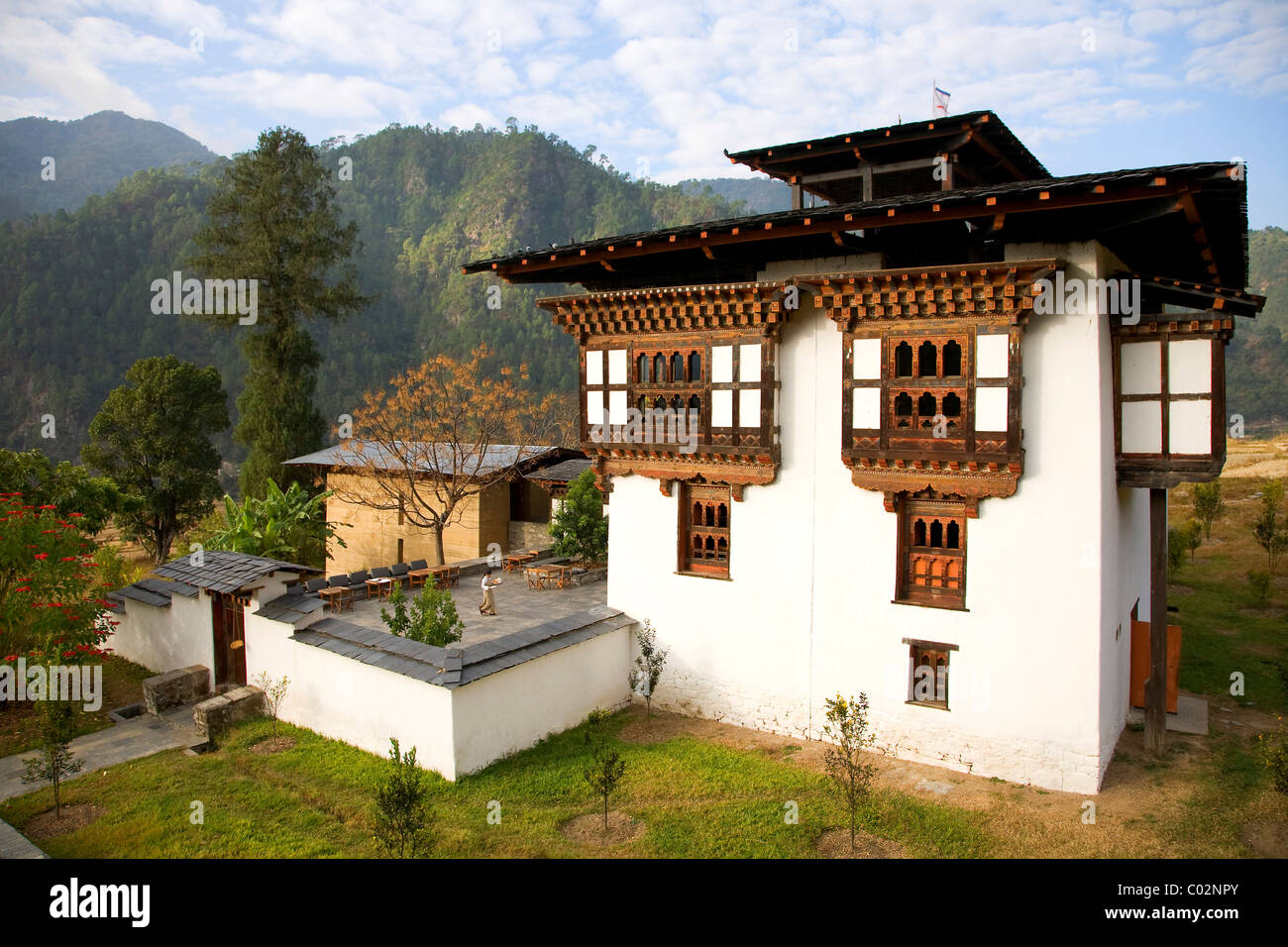 Hotel Amankora Punakha, Bhután, Reino de Bhután, en el sur de Asia Foto de stock