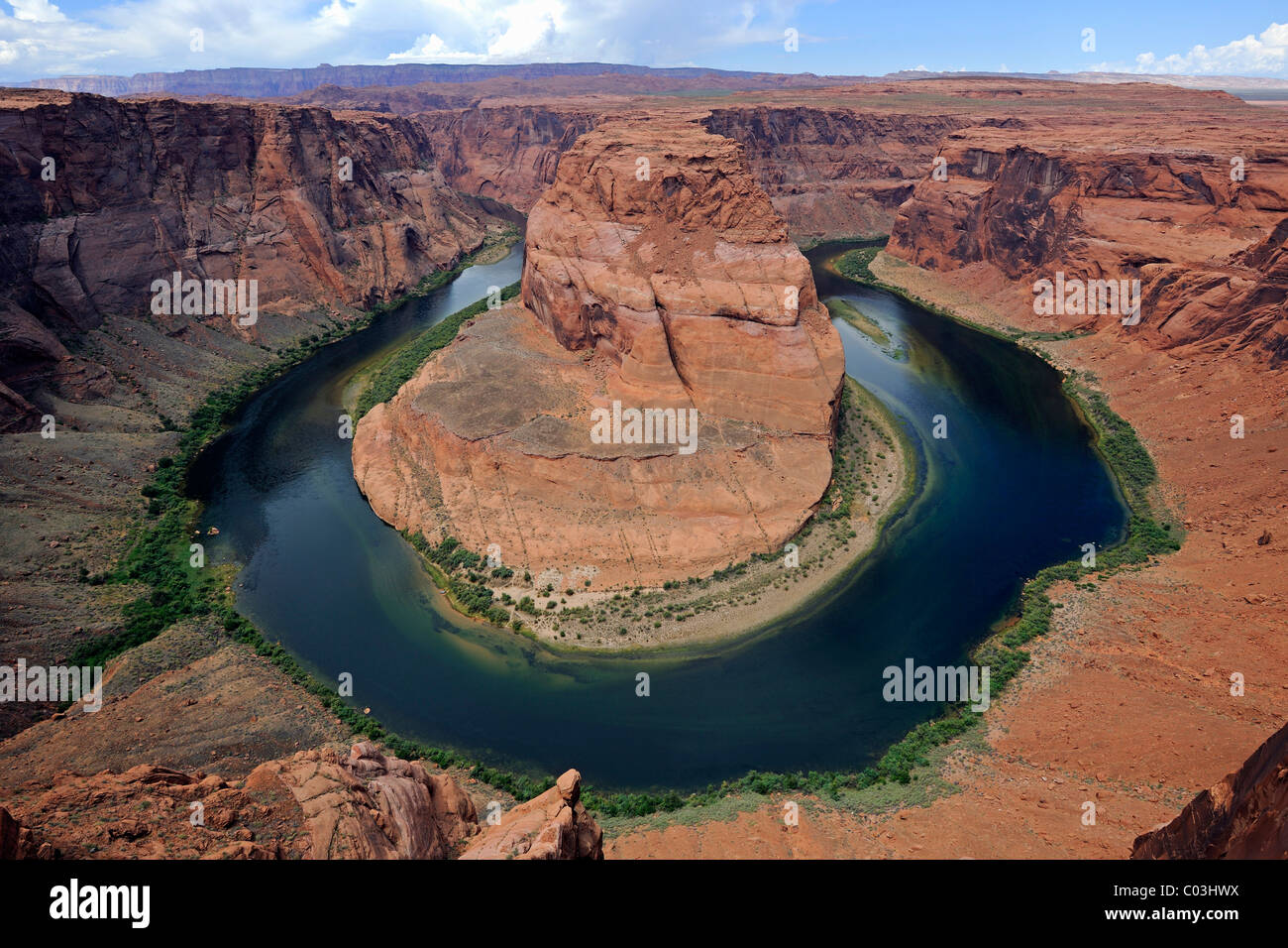 Horseshoe Bend, una forma de herradura meandro del Río Colorado, Arizona, EE.UU., América Foto de stock