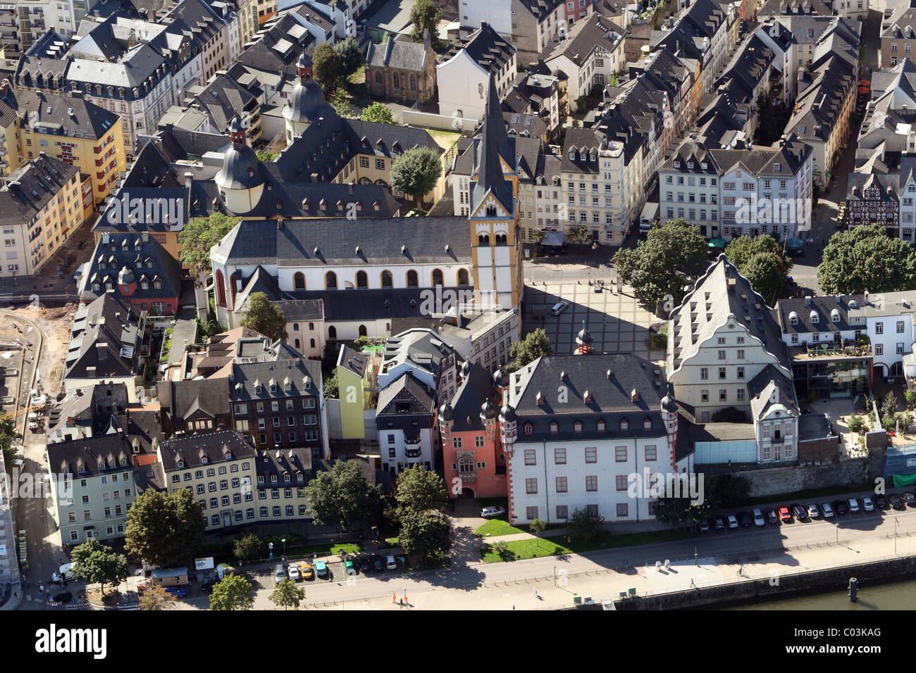 Vista aérea, centro histórico de la ciudad, Koblenz, Renania-Palatinado, Alemania, Europa Foto de stock