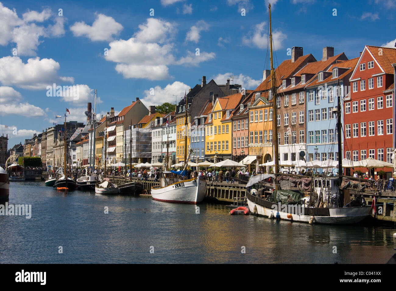 O Puerto Nuevo canal de Nyhavn en Copenhague, Dinamarca. Foto de stock