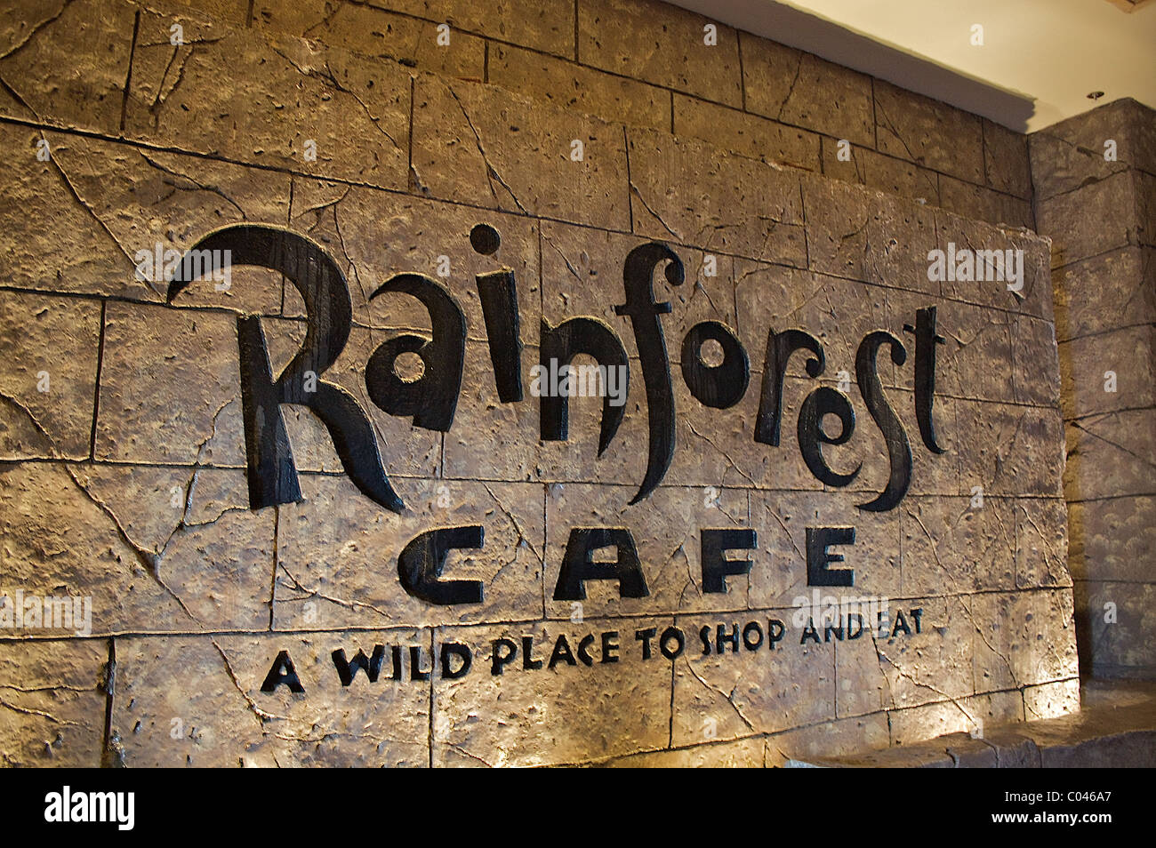 Firmar por el Rainforest Cafe en el MGM Grand Hotel and Casino Foto de stock