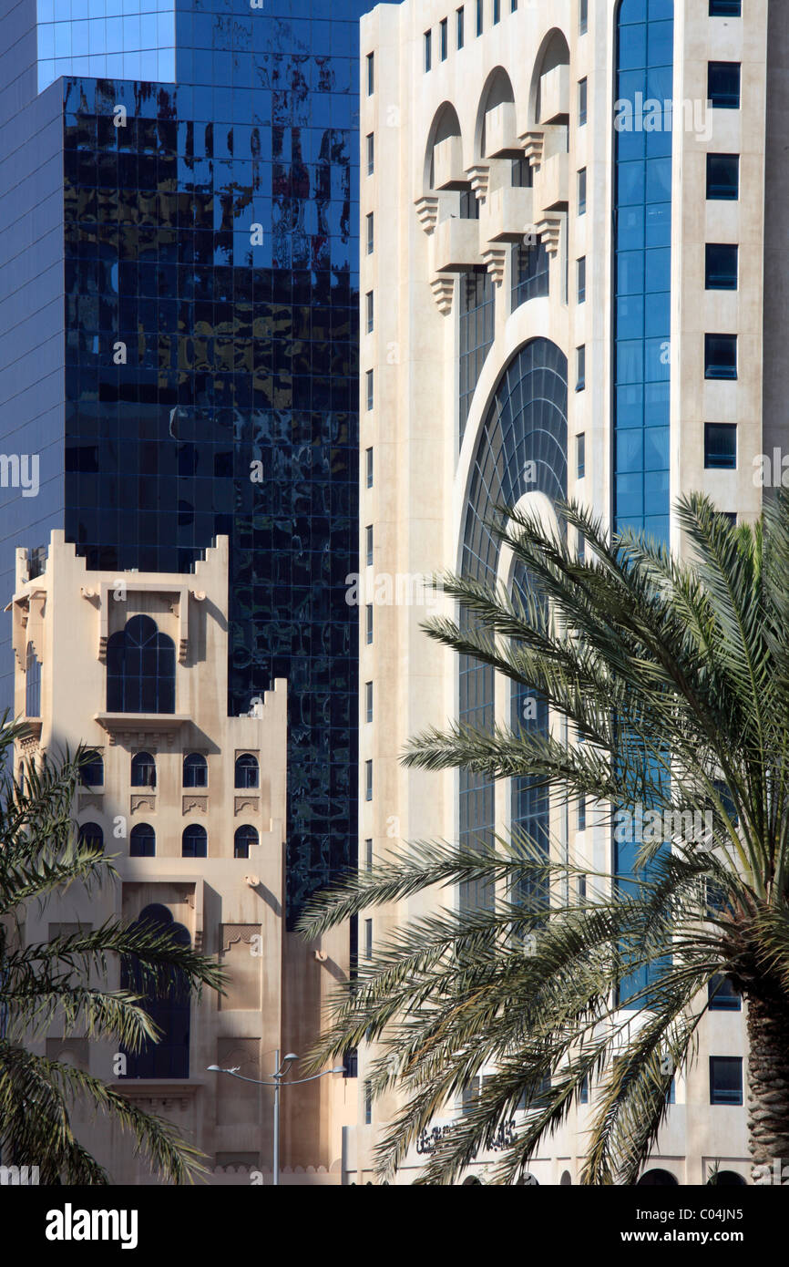 Qatar, Doha, detalle de la arquitectura moderna, Foto de stock