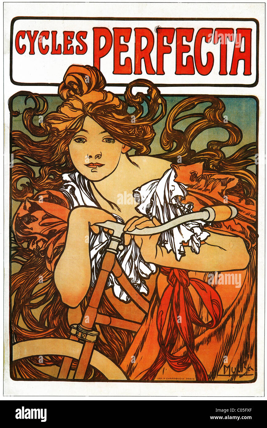 Alphonse Mucha (Alfons Maria) 1860 - 1939 Cycles Perfecta 1902 poster publicitario Foto de stock