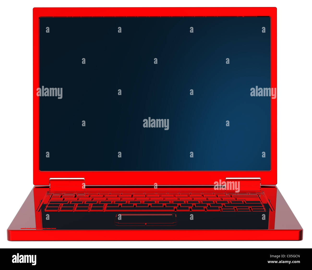 Ordenador portátil de color rojo brillante aislado en blanco Fotografía stock - Alamy