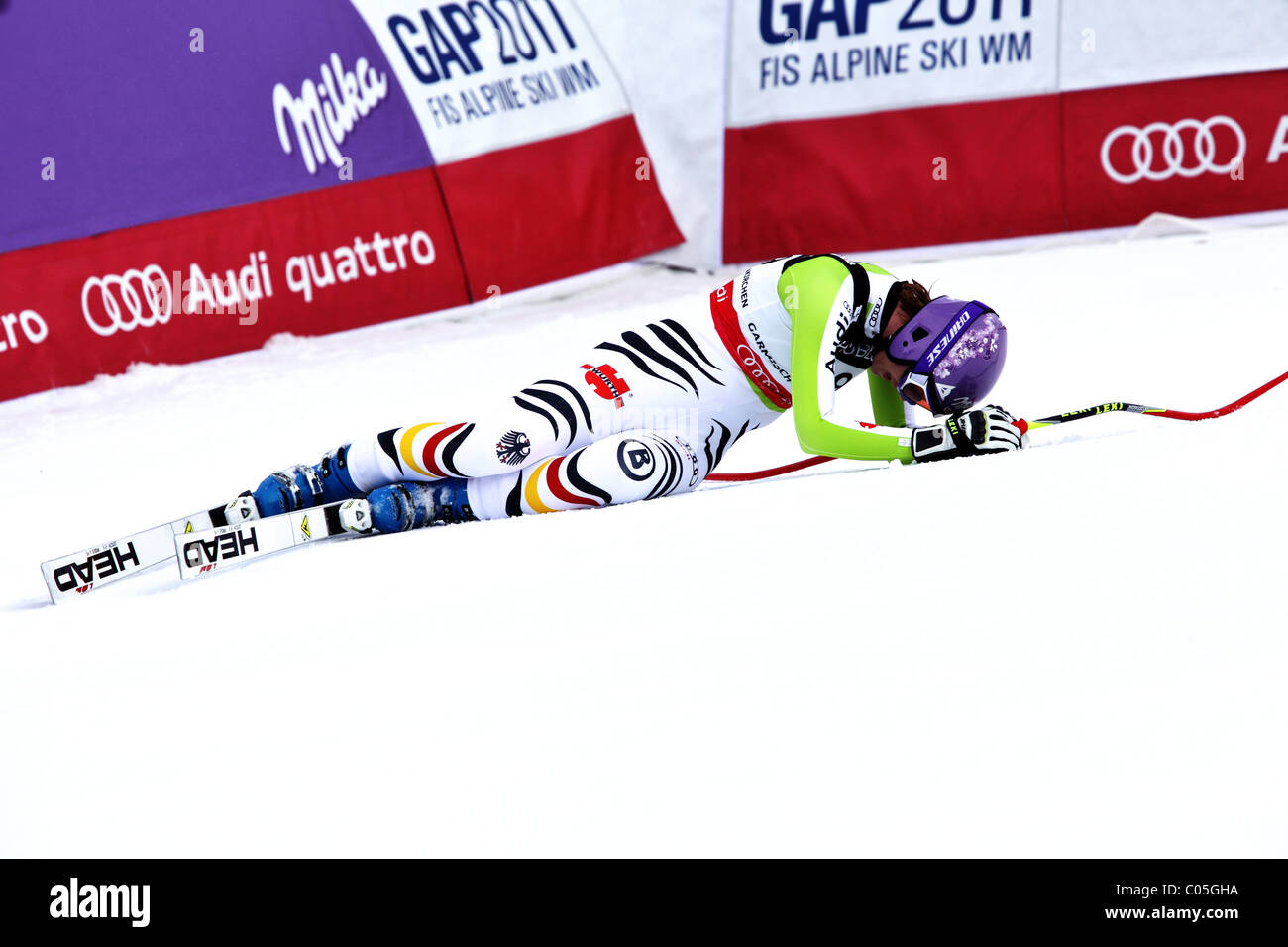 Maria Riesch (Alemania), en el Campeonato Mundial de Esquí Alpino FIS en Garmisch-Partenkirchen 2011 Foto de stock