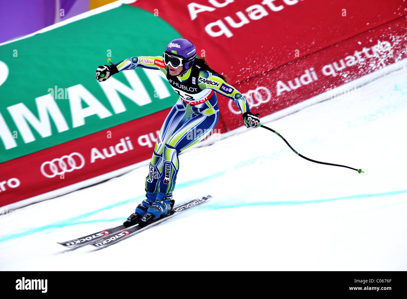 Tina Maze (SLO) en el Campeonato Mundial de Esquí Alpino FIS 2011 en Garmisch-Partenkirchen Foto de stock