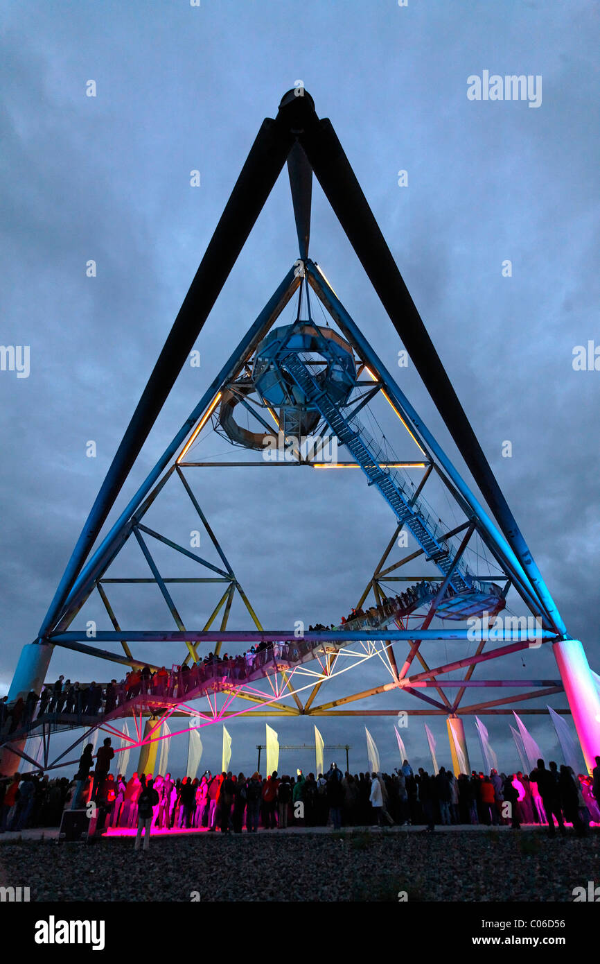 Noche de verano show en el tetraedro, Extraschicht, noche de cultura industrial, volcado en Bottrop, área de Ruhrgebiet Foto de stock