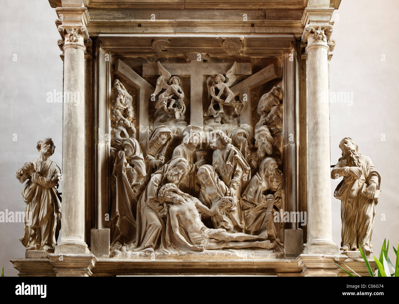 Duelo de arenisca de Cristo altar creado por Tilman Riemenschneider en la iglesia de Santa Afra, Rimpar Maidbronn Foto de stock