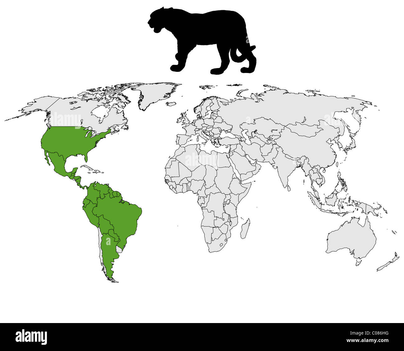 Mapa de distribución de jaguar Imágenes recortadas de stock Alamy