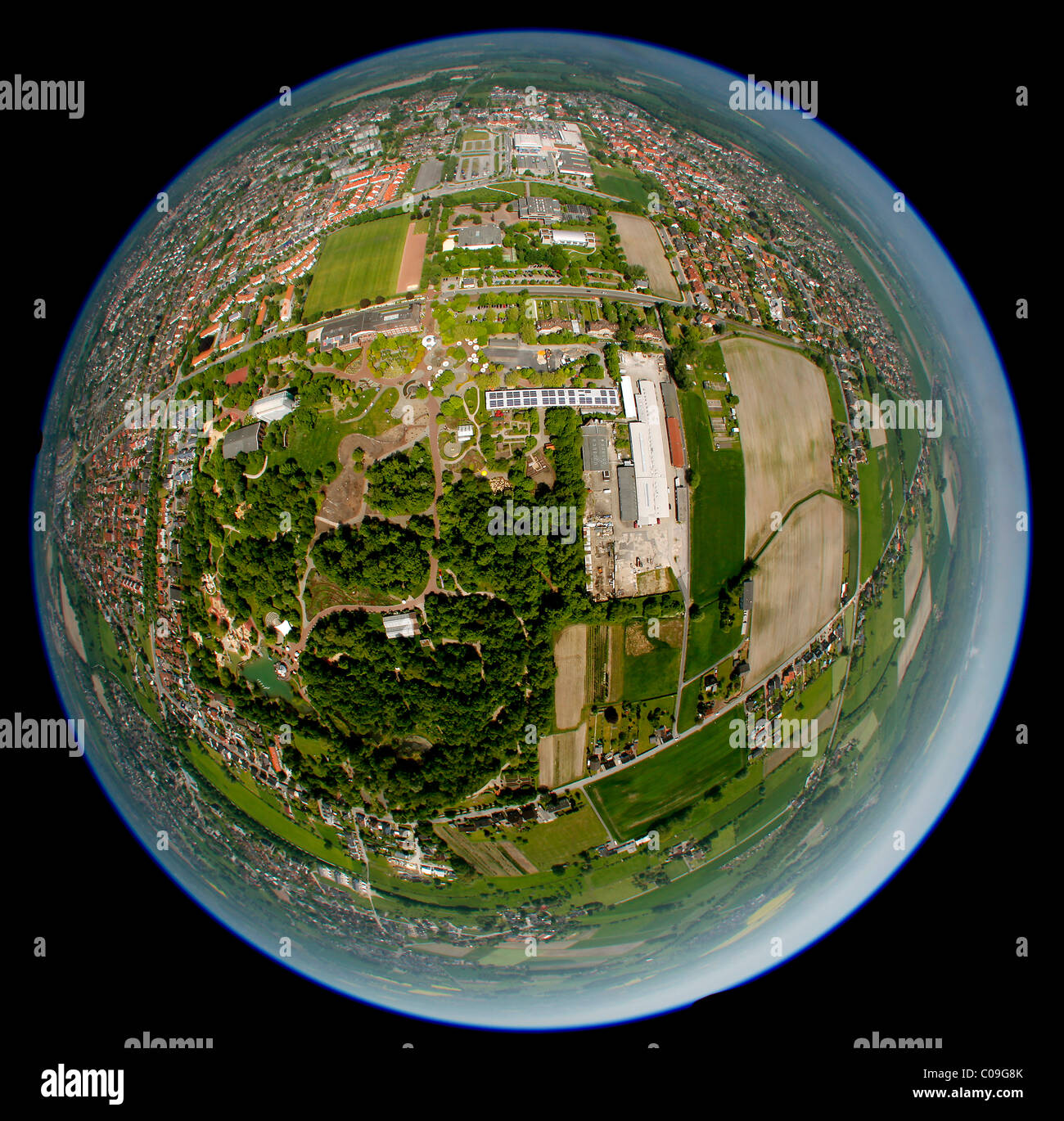 Vista aérea, panorámica de 360 grados, la remoción de Maximiliano 1, 2, Schachtzeichen Maxipark RUHR.2010, Hamm, región Ruhrgebiet Foto de stock