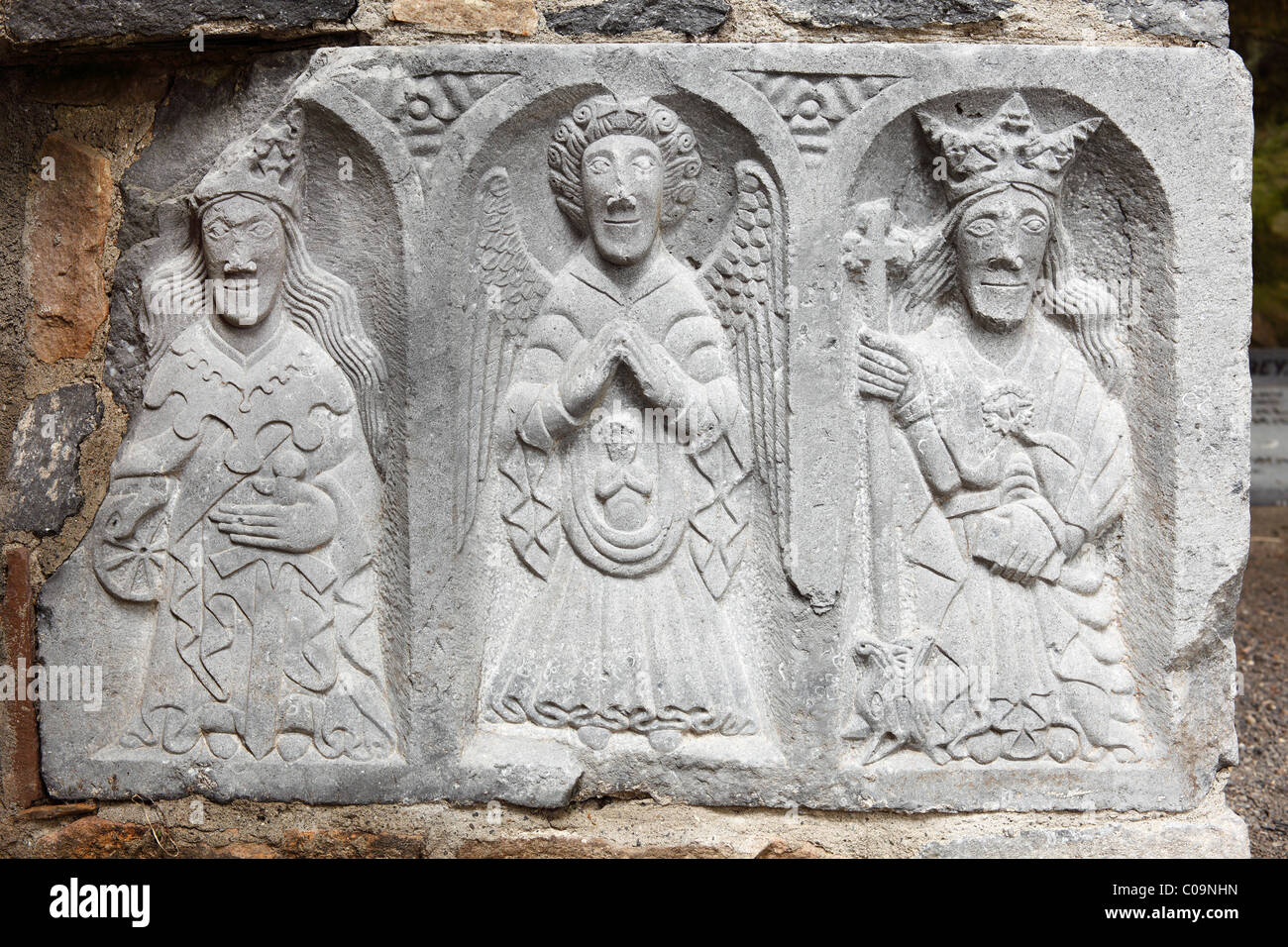 Grupo de figuras denominado Weepers en el transepto norte, Jerpoint Abbey, Condado , República de Irlanda, las Islas Británicas Foto de stock