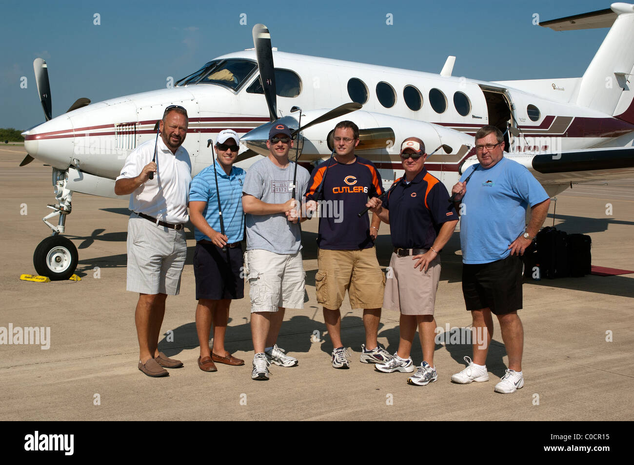 Los aficionados al golf de Chicago volar en avión privado a Arlington, Texas, EE.UU., para jugar al golf en donde el clima es mejor. Foto de stock