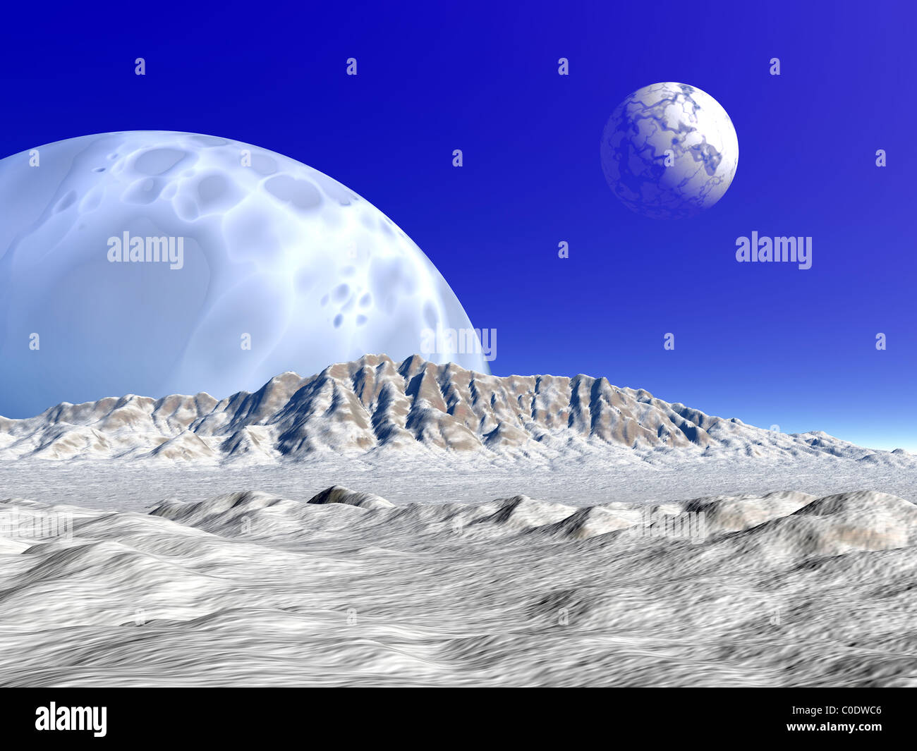 Concepto artístico de un sistema planetario extraterrestre. Foto de stock
