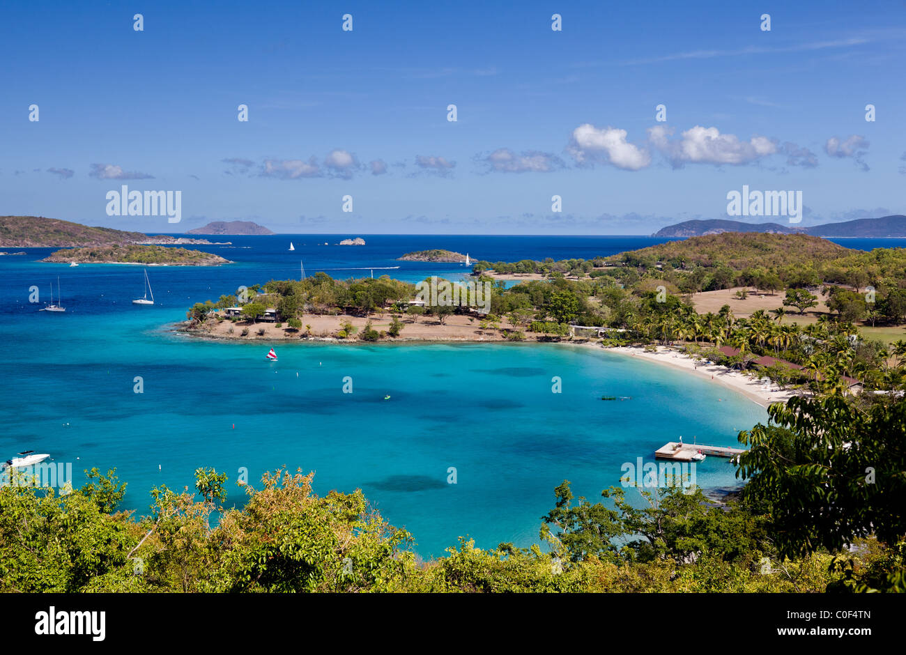 Caneel Bay, un complejo de lujo en la isla caribeña de St John en las Islas Vírgenes de EE.UU. Foto de stock
