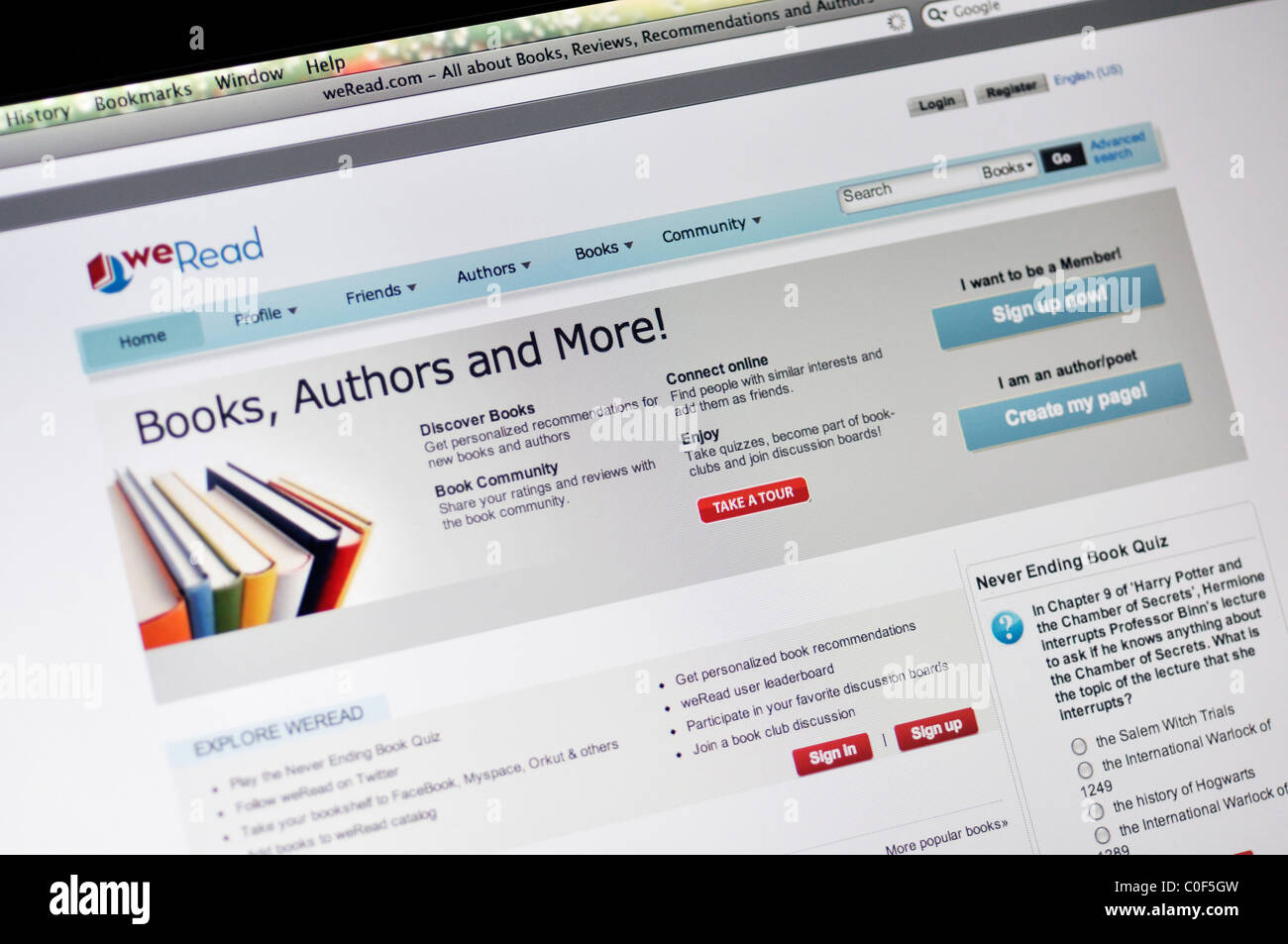 Sitio web weRead para enumerar, calificación y revisión de libros Foto de stock