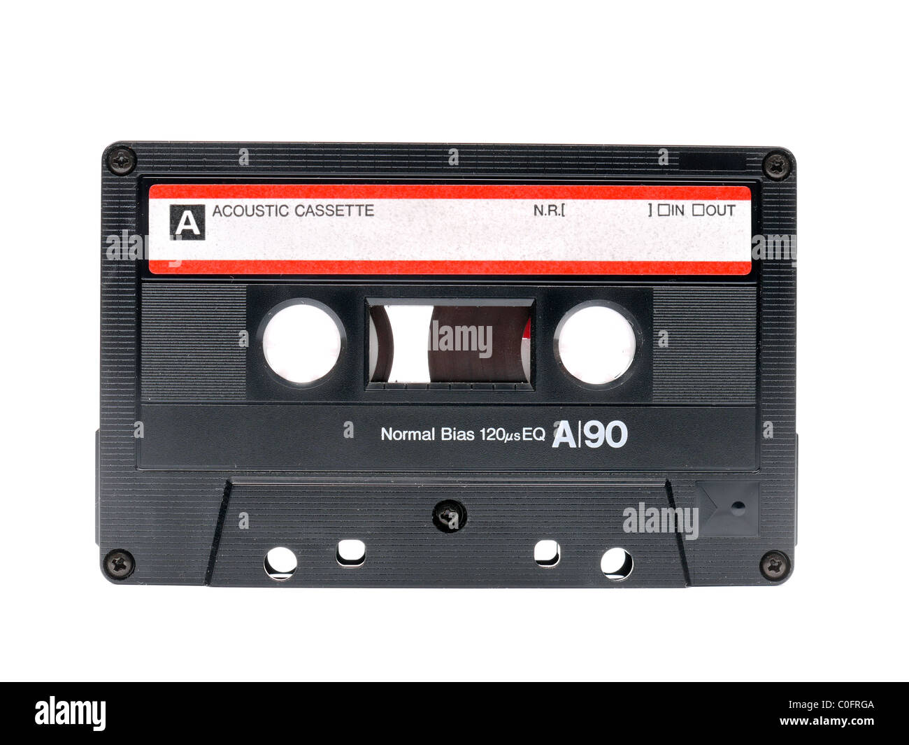 Viejas cintas de cassette de audio dispara sobre fondo blanco. Foto de stock