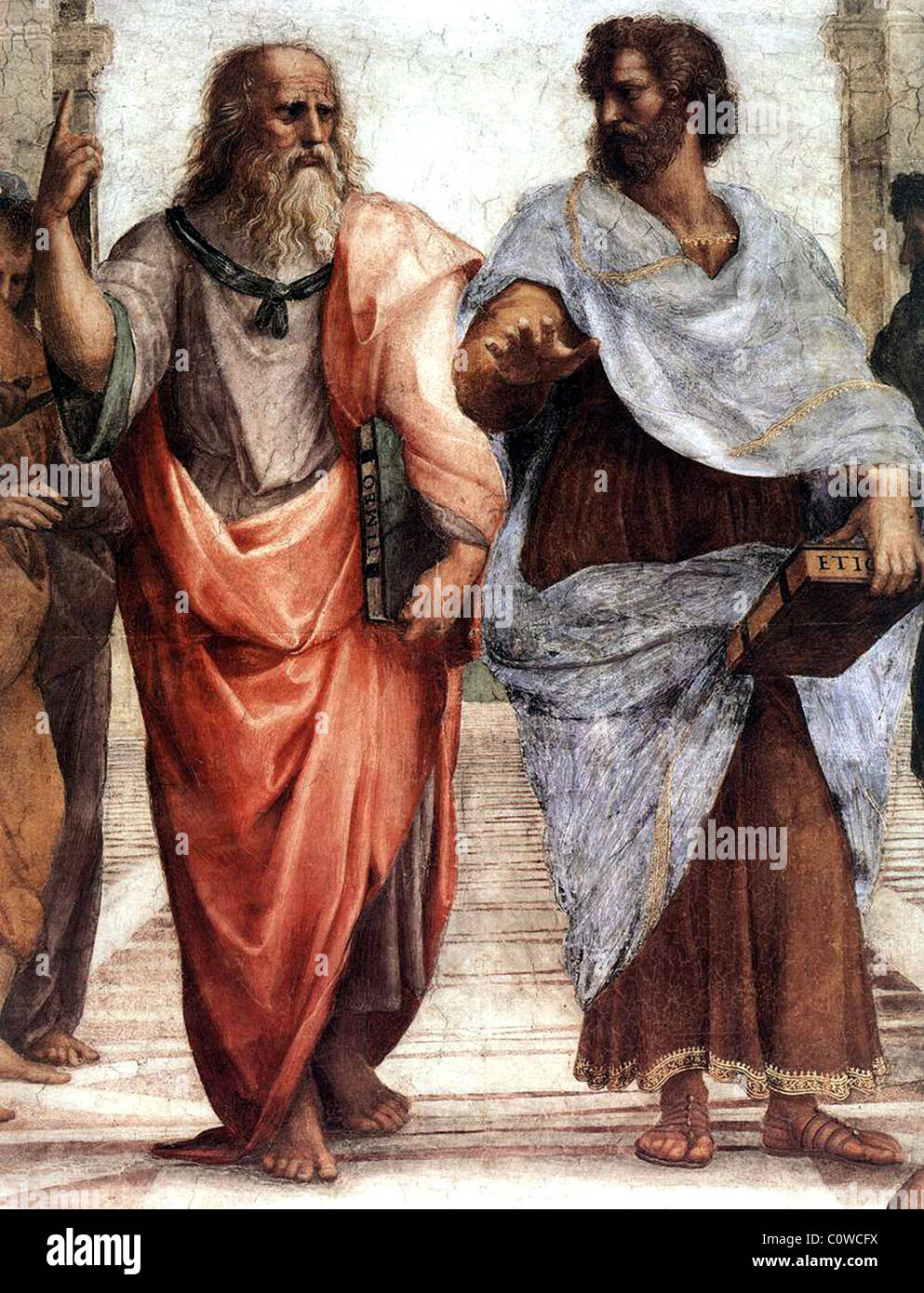 Platón y Aristóteles (izquierda). Foto de stock