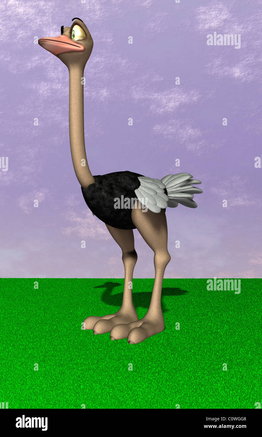 Avestruz estilo cómic ilustración animal Foto de stock