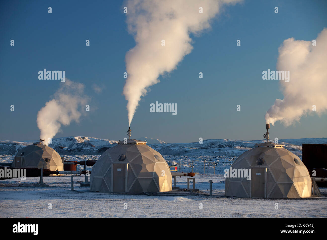 Él Hellisheidi Geo Central Termoeléctrica ubicada en Hengill suroeste de Islandia. Foto de stock