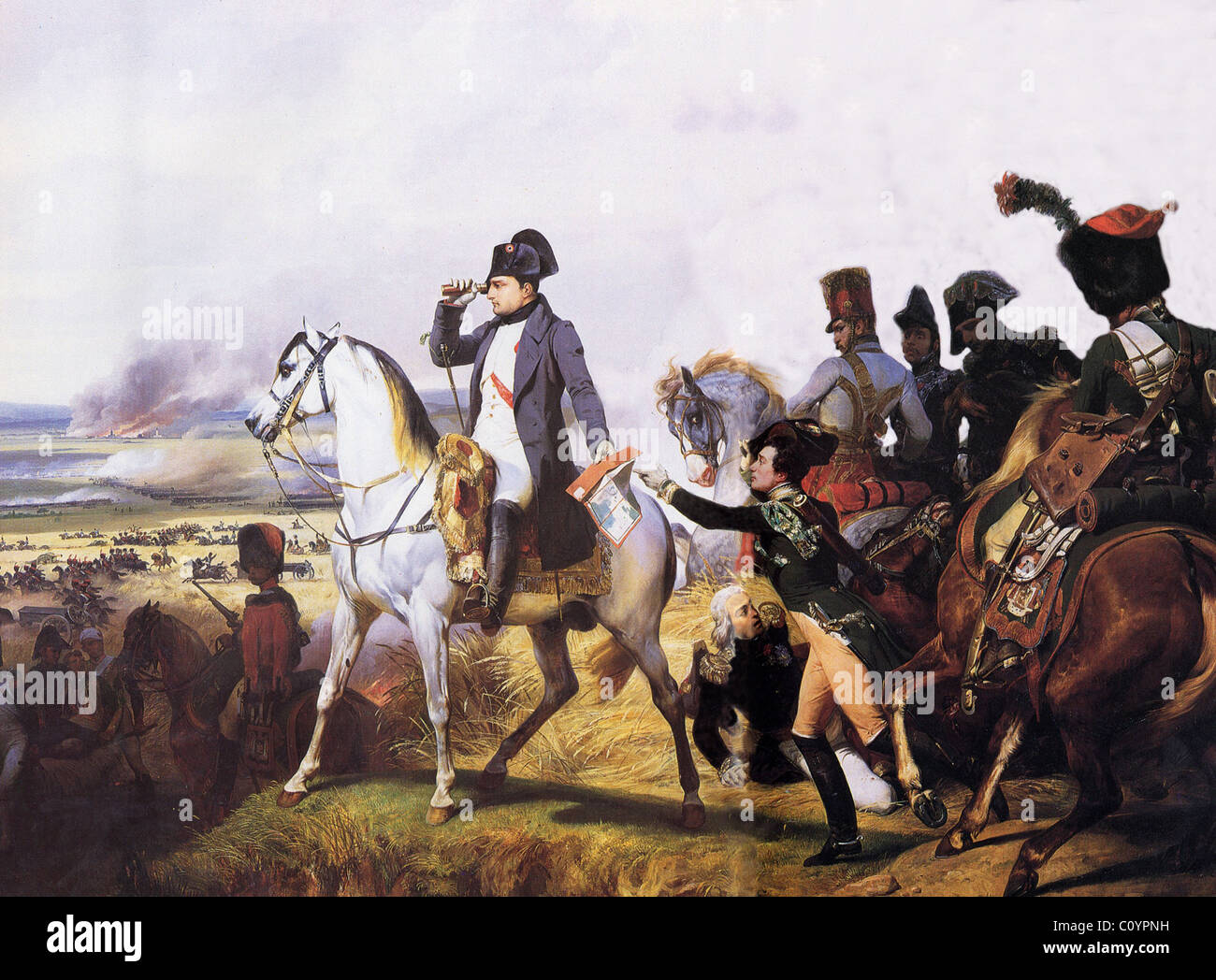 Napoleón en la batalla de Wagram (julio de 1809), pintado por Horace Vernet Foto de stock