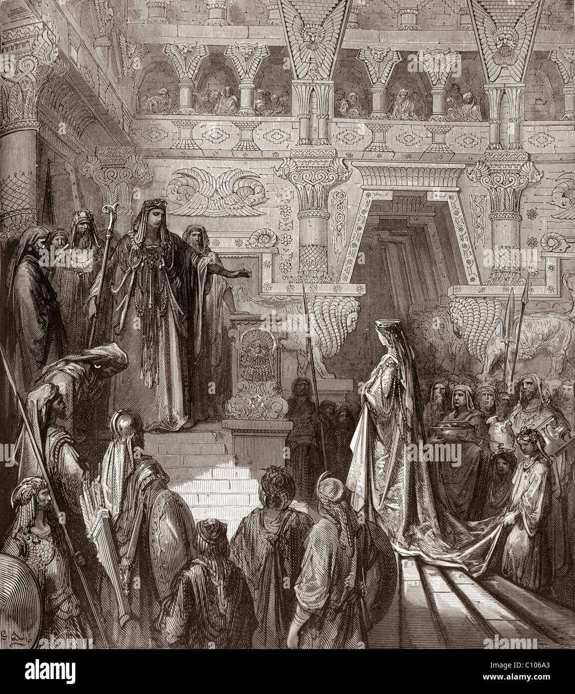 Ilustración Bíblica de Salomón Recibiendo la Reina de Seba por Gustave Dore Antiguo  Testamento y Nevi'im Fotografía de stock - Alamy