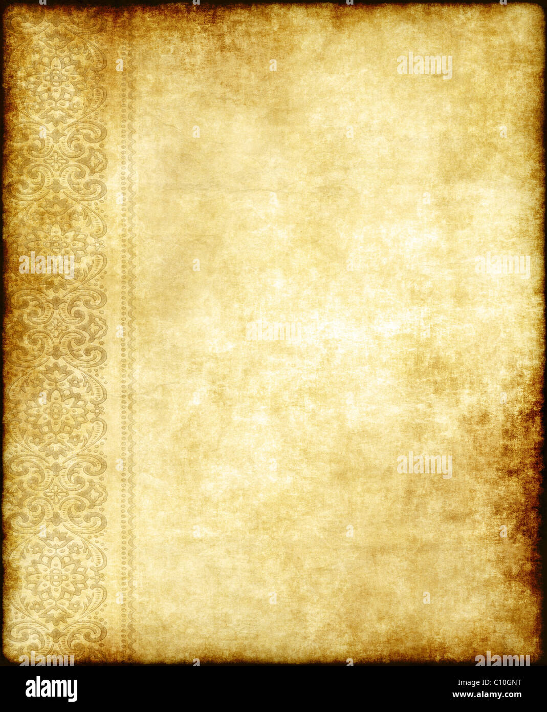 Papel pergamino antiguo canto ornamentado con diseño de fondo Fotografía de  stock - Alamy