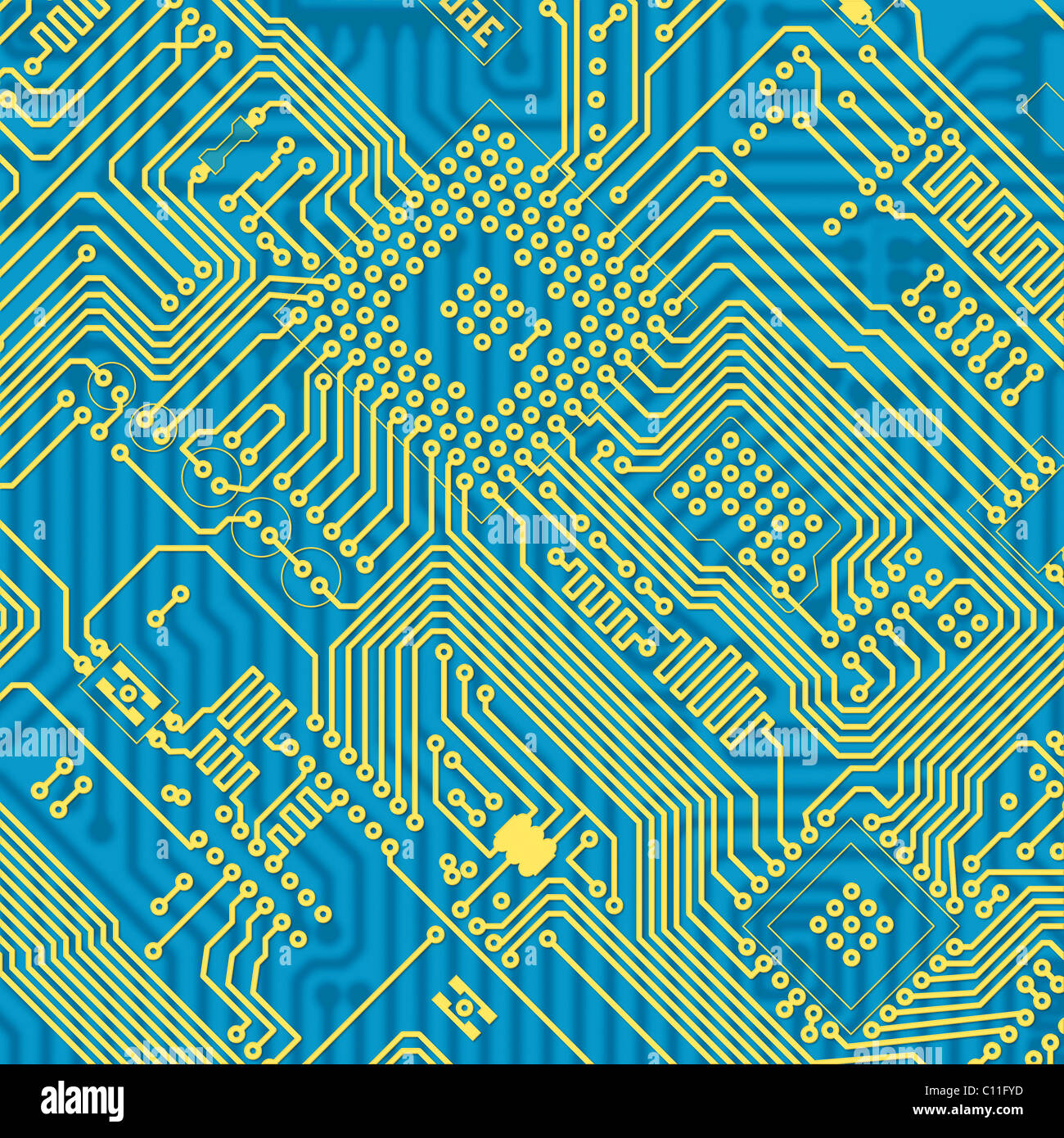 Placa de circuito impreso de textura industrial azul Foto de stock