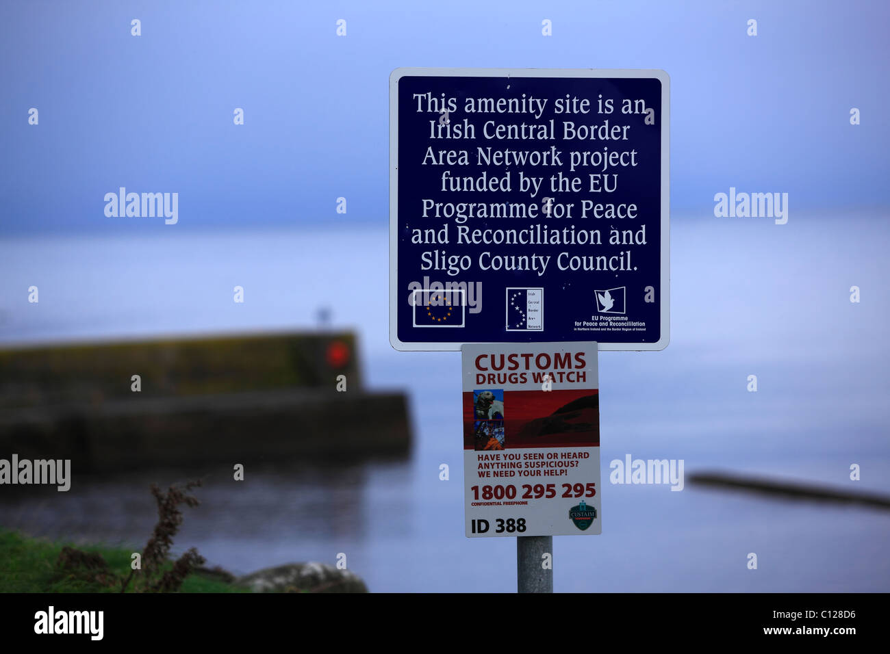 Aviso de Control de aduana fronteriza costera County Sligo, Irlanda Foto de stock