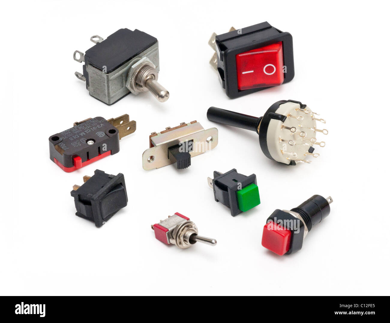 Diversos interruptores eléctricos Fotografía de stock - Alamy