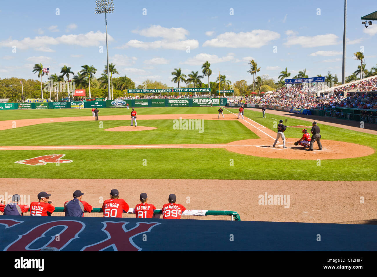 Boston Red Socks juego de entrenamiento de primavera de béisbol en la ciudad de Palms Park en Fort Myers Florida Foto de stock