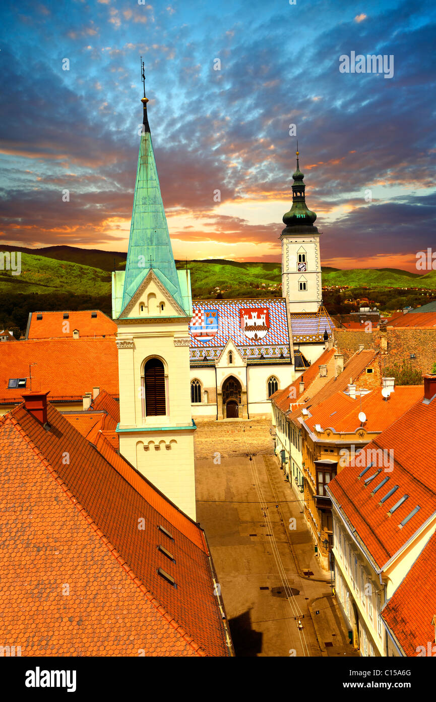 La Medieval ciudad real libre de Gradec en la colina de Zagreb, Croacia. Foto de stock