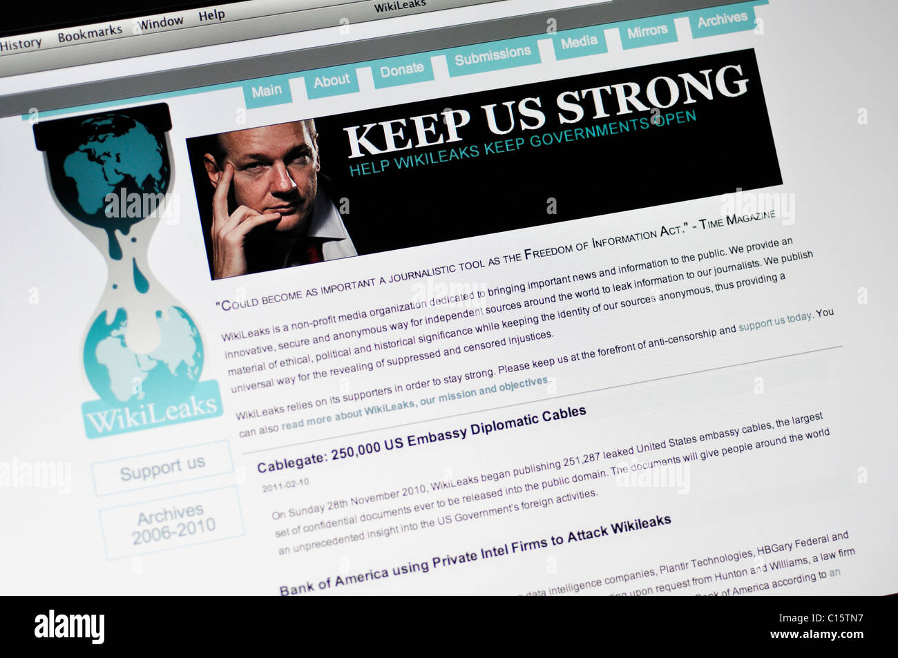 Sitio web de Wikileaks - privado, secreto y clasificado los medios de noticias de fuentes anónimas, las filtraciones de noticias Foto de stock