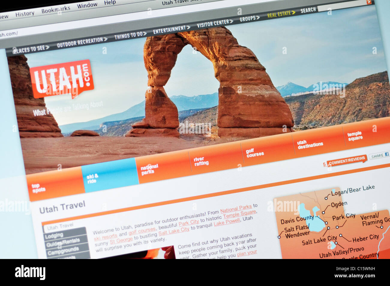 Web de turismo oficial del estado de Utah Foto de stock
