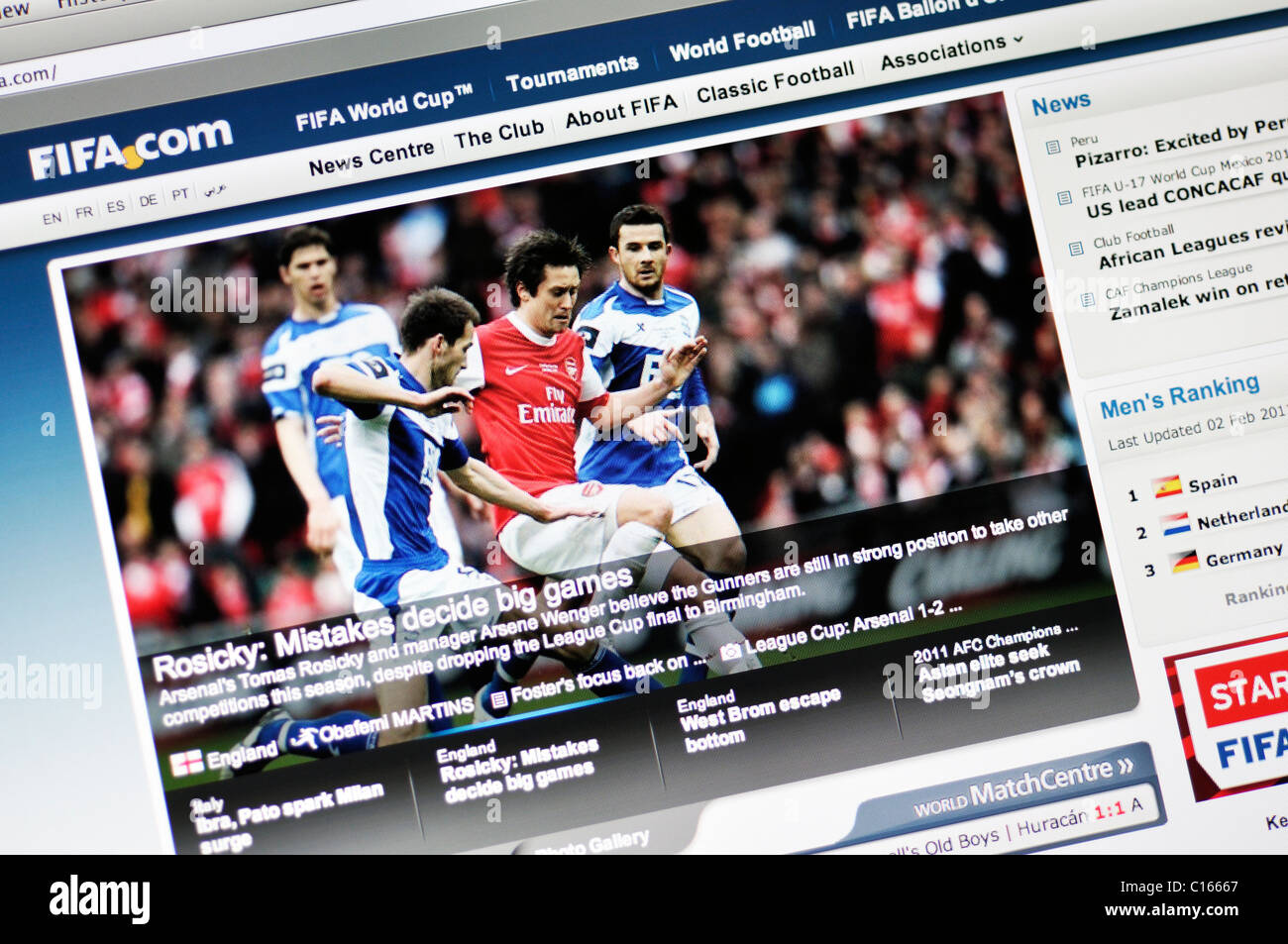 Sitio web de la FIFA Foto de stock