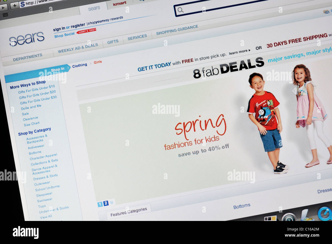 Sitio web de almacenes Sears Foto de stock